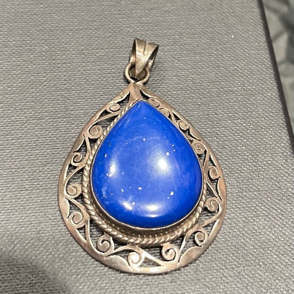 Vintage stone sterling silver pendant - Picture 1 of 8